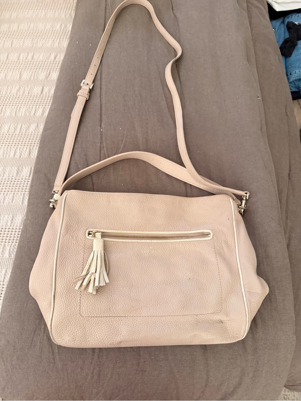 kate spade Blush Pebbled Leather Shoulder Bag with Tassel
